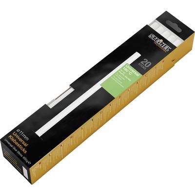 Packaging of white Universal Kilometre Glue Sticks, pack of 20, suitable for many materials, size 11 mm, heat-resistant.