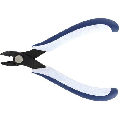Side cutters with blue handles. Suitable for cutting through wires or thin metal parts.