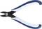 Side cutters with blue handles. Suitable for cutting through wires or thin metal parts.