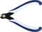 A blue blade with a white handle, used for cutting wire or nails.