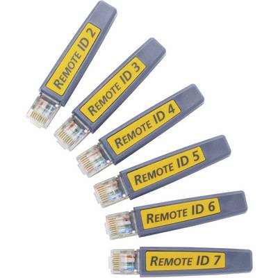 Six Ethernet plugs with yellow labels, marked 'REMOTE ID 2' to 'REMOTE ID 7', symbolise network connections.