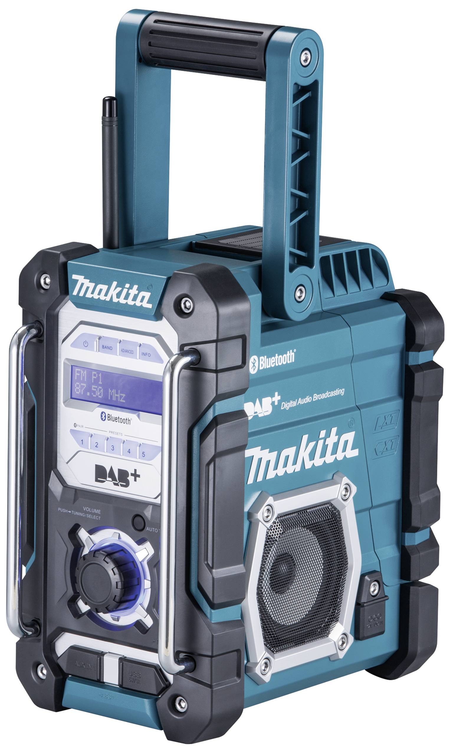 Makita DMR112 Workplace radio DAB+, FM AUX, Bluetooth, USB splashproof Turquoise, Black