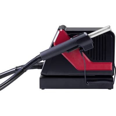 A black and red electric device with a handle and hose, likely a cleaning or household appliance.