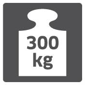 A symbol of a weight with the inscription '300 kg' indicates the maximum load capacity.