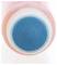 A blue, round filter in a pink frame, close-up. The filter appears to be made of a fine-meshed material.