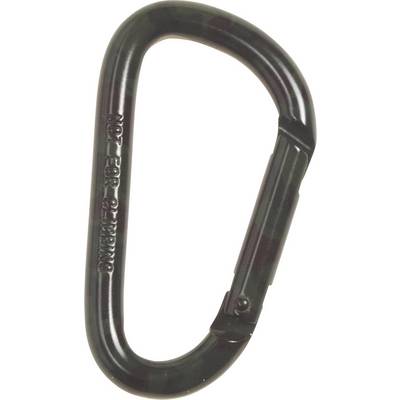 A black, pear-shaped carabiner with the inscription 'NOT FOR CLIMBING', suitable for attaching light objects.