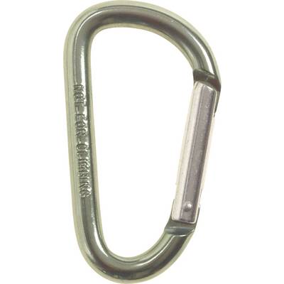 A silver-coloured carabiner with 'NOT FOR CLIMBING' printed on the side.