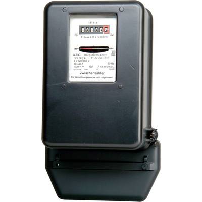 'Old electricity meter with dial display for kilowatt-hour reading. Marking: Not approved for billing purposes.'
