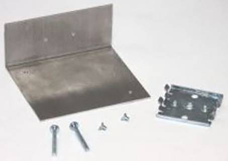 Metal mounting bracket with screws and a small mounting plate on a white background.