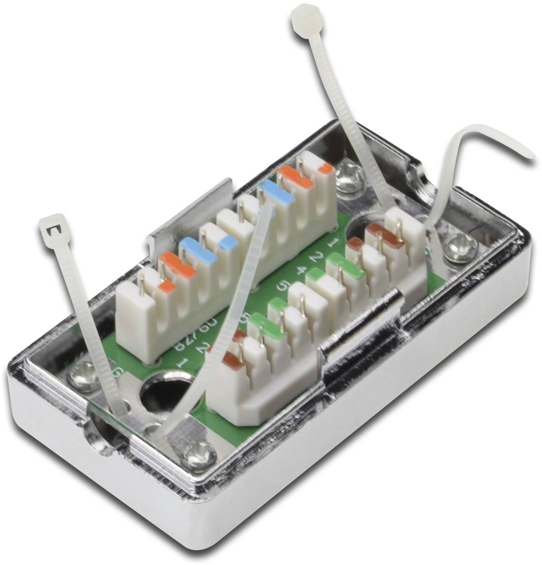 Digitus Networks Adapter CAT 3, CAT 4, CAT 5, CAT 5e [1x LSA, Cut & Clip - 1x LSA, Cut & Clip] Chrome, Chrome (glossy), -1
