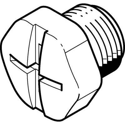 Illustration of a hexagonal screw with a cross-head and thread on the shaft.