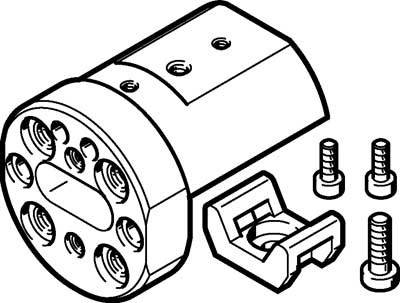 Technical exploded diagram of a mechanical component with screws and mounting bracket, illustrating the arrangement and fastening of components.