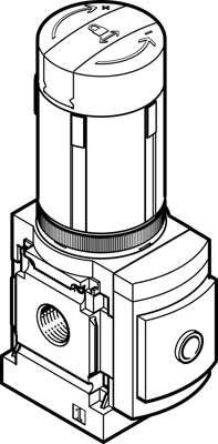 Technical drawing of a cylindrical component with arrow symbols at the top, presumably a valve or filter in a technical device.
