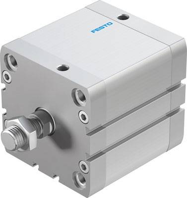 Silver pneumatic cylinder with 'Festo' inscription. Suitable for industrial motion control applications.