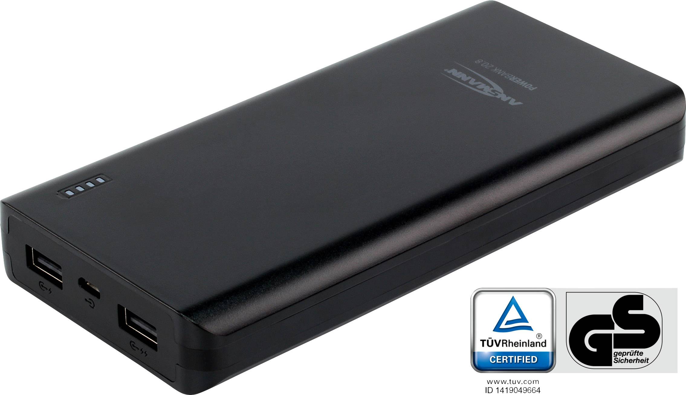 Symbol image for Ansmann PB20.8 Power bank 20000 mAh Smart IC LiPo Micro USB Black Status display