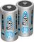 'Two silver batteries with blue lettering, capacity 4500 mAh, voltage 1.2 V.'