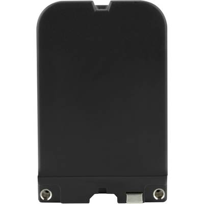 A black electronic component with two metal contacts and a small connection point at its base.