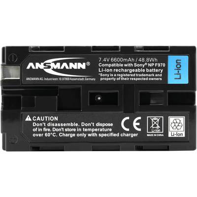 'Li-ion Battery 7.4V 6600mAh, compatible with Sony NP-F970. Note: Do not disassemble, do not store above 60°C. Charge only with specific charger.'