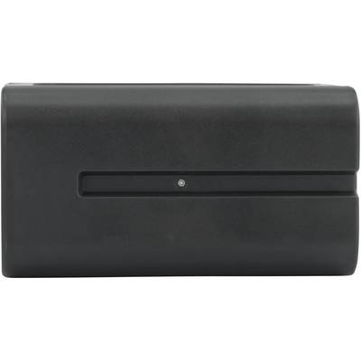 A black plastic casing with a central, elongated slot; possibly an electronic device or enclosure.