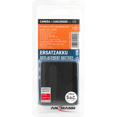 'Packaging for a replacement battery for camera/camcorder, Li-ION, compatible with Sony NP-F970. Specifications: 7.4V, 6600mAh, tested.'