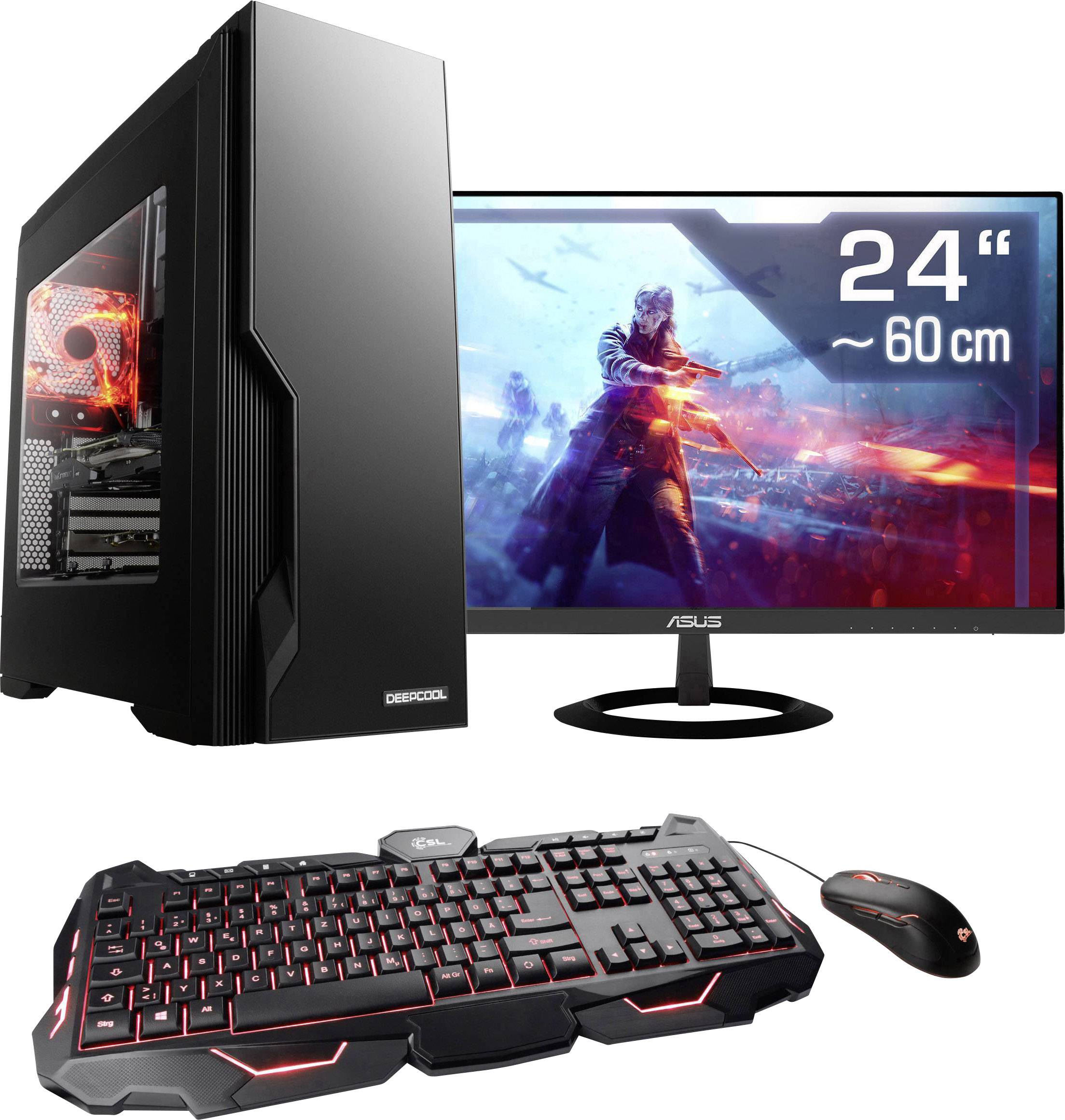 CSL Computer Speed N70140 Midi tower gaming PC set incl. monitor 60.5 cm (23.8 inch) EEC: A (A++ – E) Intel Core i5 i5-9600K 16 GB 1 TB HDD 240 GB SSD Nvidia
