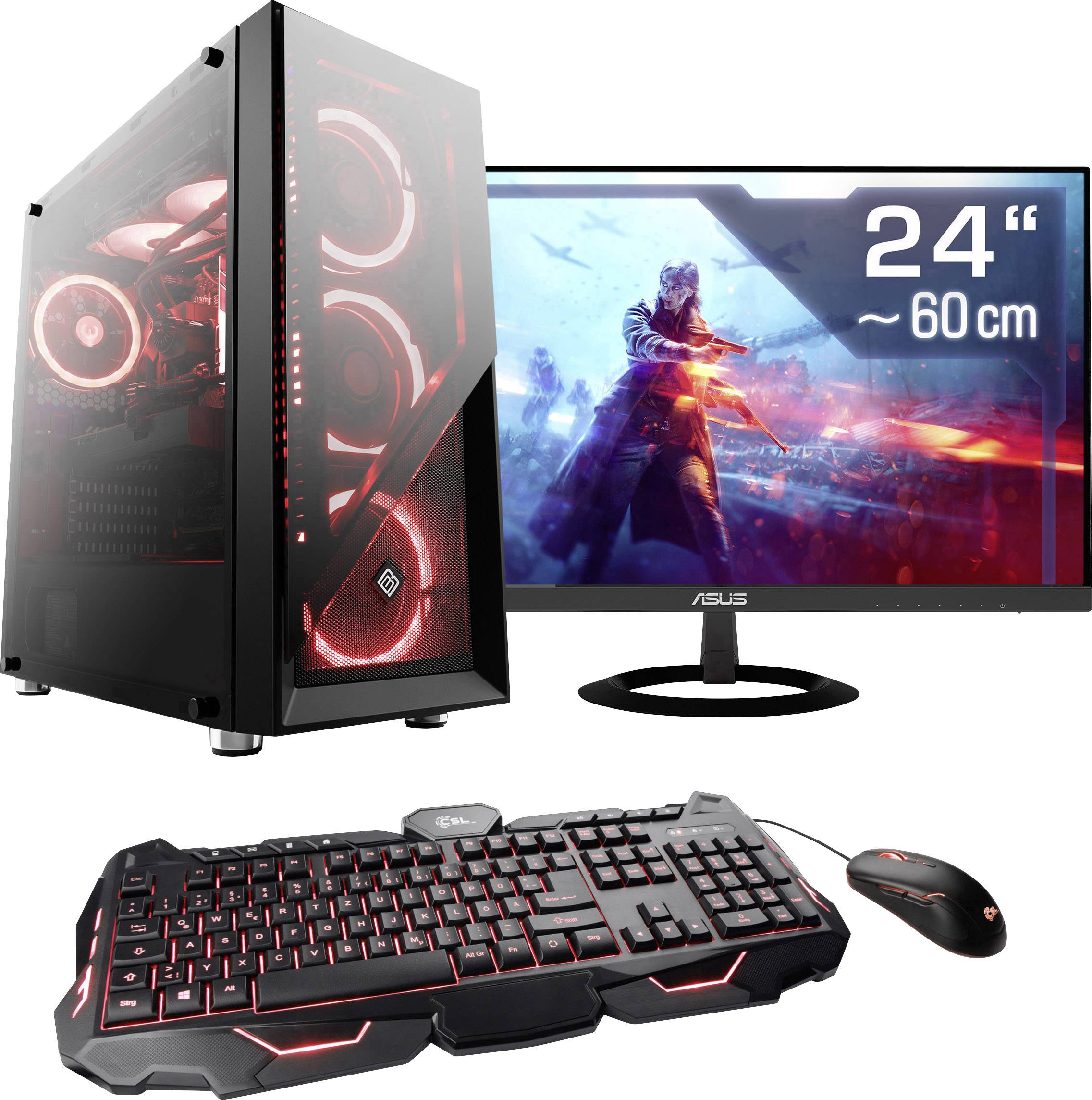 CSL Computer Speed N90180 Midi tower gaming PC set incl. monitor 60.5 cm (23.8 inch) EEC: A (A++ – E) Intel® Core™ i7 i7-9700K 16 GB 2 TB HDD 500 GB SSD Nvidia
