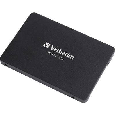 A black Verbatim Vi550 S3 SSD drive is positioned slightly at an angle.