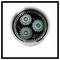 Three interlocking gears within a circular housing, symbolising mechanical or technical precision.