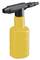 A yellow spray bottle with a black spray nozzle, suitable for distributing liquids in household or gardening tasks.
