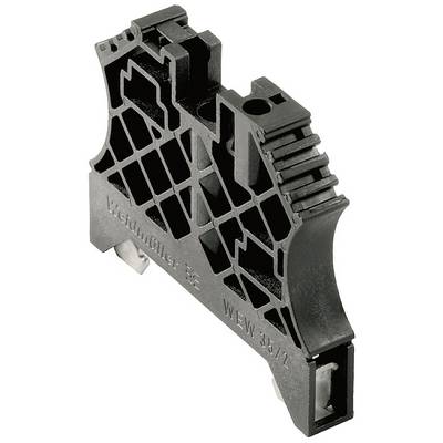 A black plastic terminal block for electrical applications, with multiple connections on top and a structured side surface.