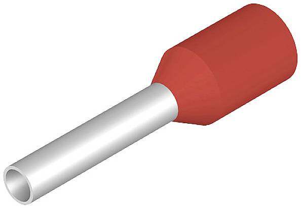 Red cable end sleeve with insulated shaft, suitable for cable connection.