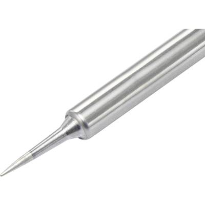 Soldering iron tip, a metal point tapering to a fine point, suitable for precise electronic work.