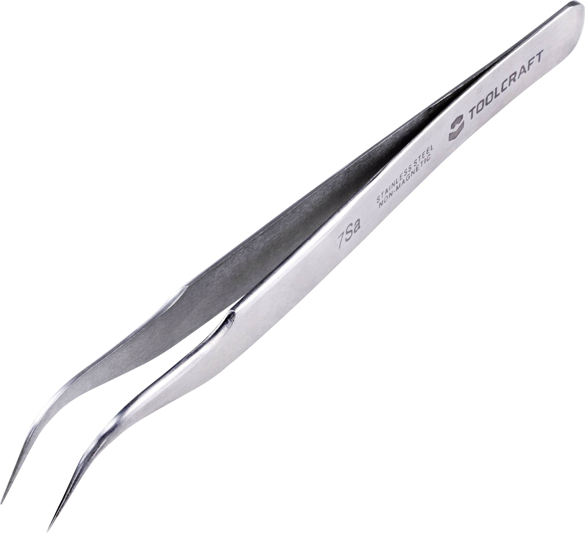 Silver precision tweezers with fine tips, suitable for precise work such as electronics assembly or model building.