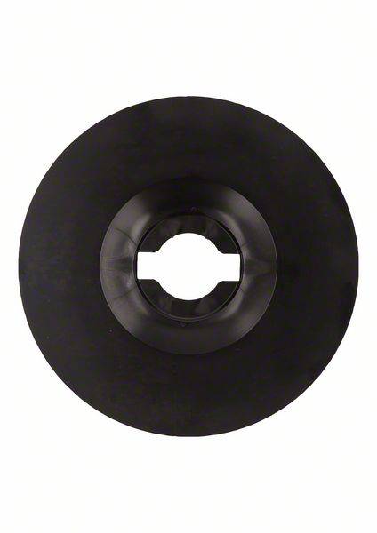 Black, round rubber disc with a concentric, geometric aperture, against a white background.