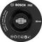 A black Bosch grinding disc with 'X-LOCK' system, 125 mm diameter, suitable for max. 12,250 rpm, manufactured in Switzerland.