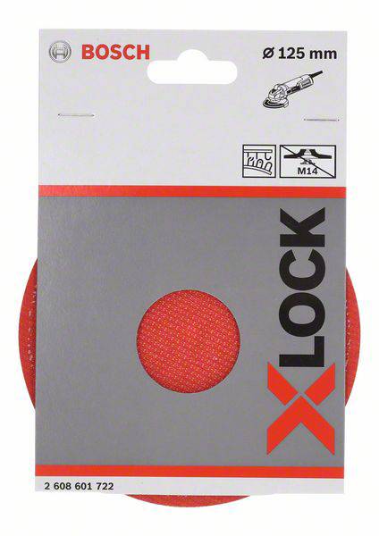 Packaging for Bosch grinding disc, X-LOCK type, 125 mm diameter, suitable for angle grinders, M14 mounting system.