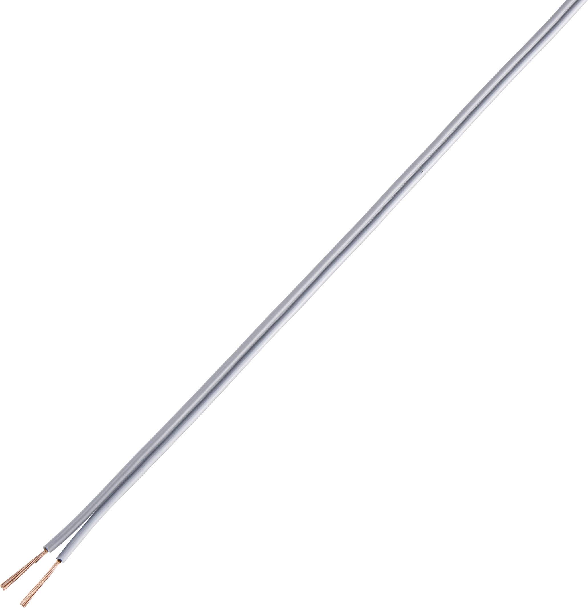 A thin, two-core electrical cable with visible copper wires at one end. Suitable for electrical installations.