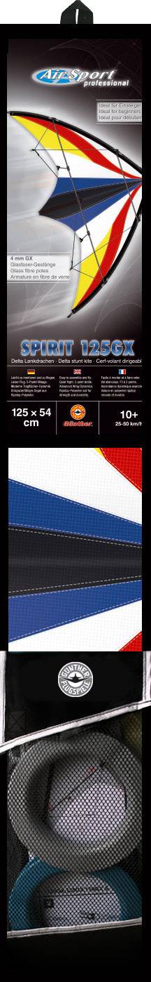 Günther Flugspiele Stunt kite Spirit Wingspan (details) 1250 mm Wind speed range 4 - 6 bft-1