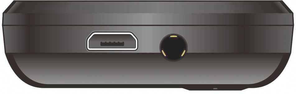 A device with an HDMI port (left) and a round power supply socket (right), possibly an electronic device.