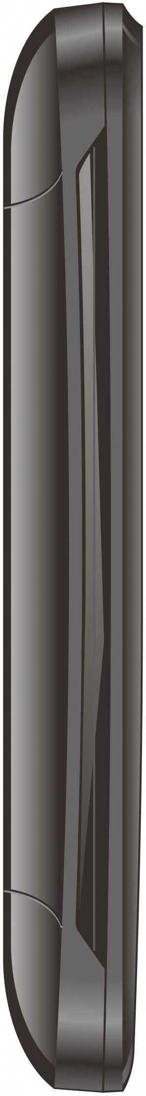 Sleek black remote control with side buttons, suitable for TV or media control.