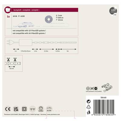 'Spare parts set for lighting: 1x LED system, 60 VA, P = 60W, not compatible with 12V YourLED and 24V MaxLED. Length variable, max. 5.5m.'