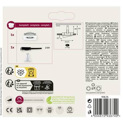 'Complete Set: 1x Adapter, 1x Mouthpiece. Voltage: 230V. Instructions in multiple languages. Packaging plastic-free and recyclable.'