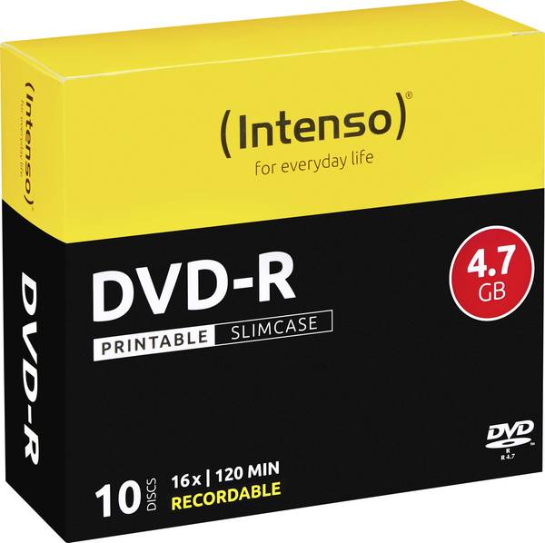 Intenso 4801652 Blank DVD-R 4.7 GB 10 pc(s) Slim case Printable