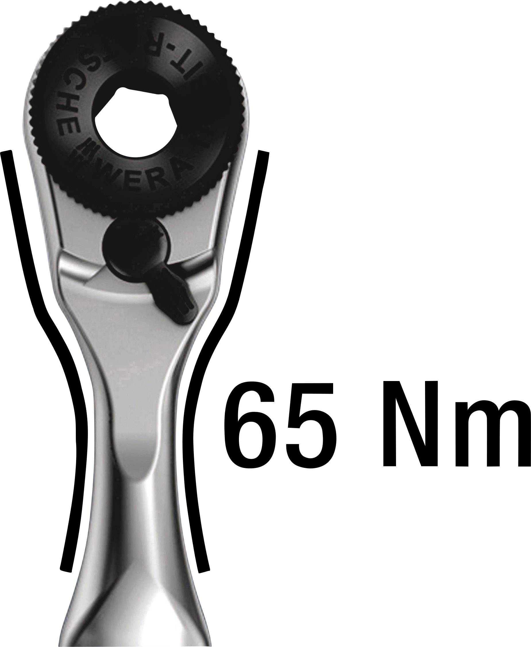Image of a torque wrench with a display reading '65 Nm', showing the recommended tightening torque for a screw connection.