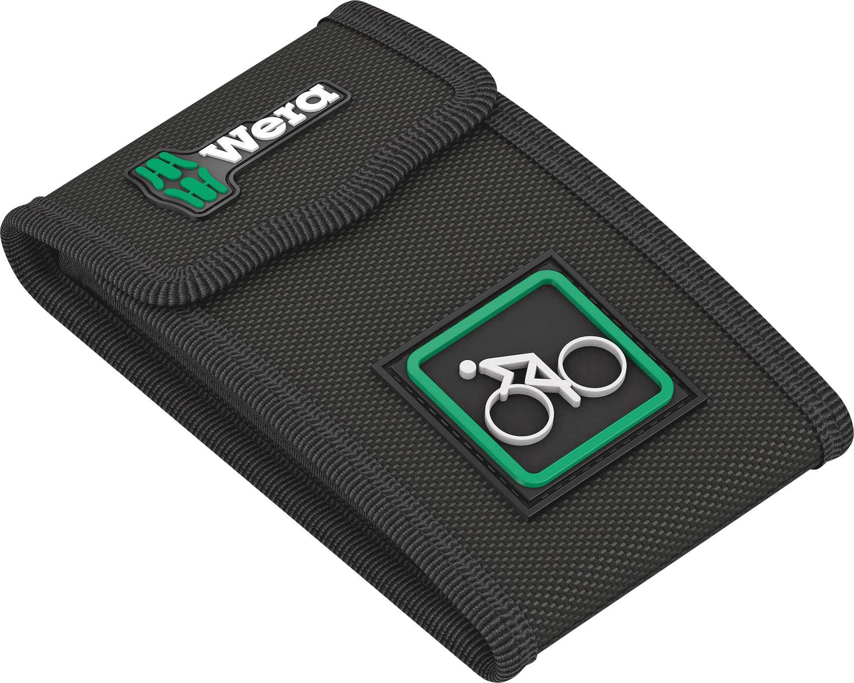 Black tool bag with Wera logo and bicycle symbol on the front; designed for bicycle tools.