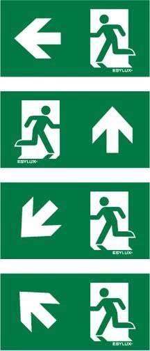 ESYLUX EN10077159 Pictogram Exit left, Exit, LH arrow pointing upwards , Exit, LH arrow pointing SW, Exit, arrow pointing upwards