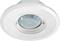 Ceiling-mounted round motion sensor with a central blue detector, integrated into a white mounting bracket.