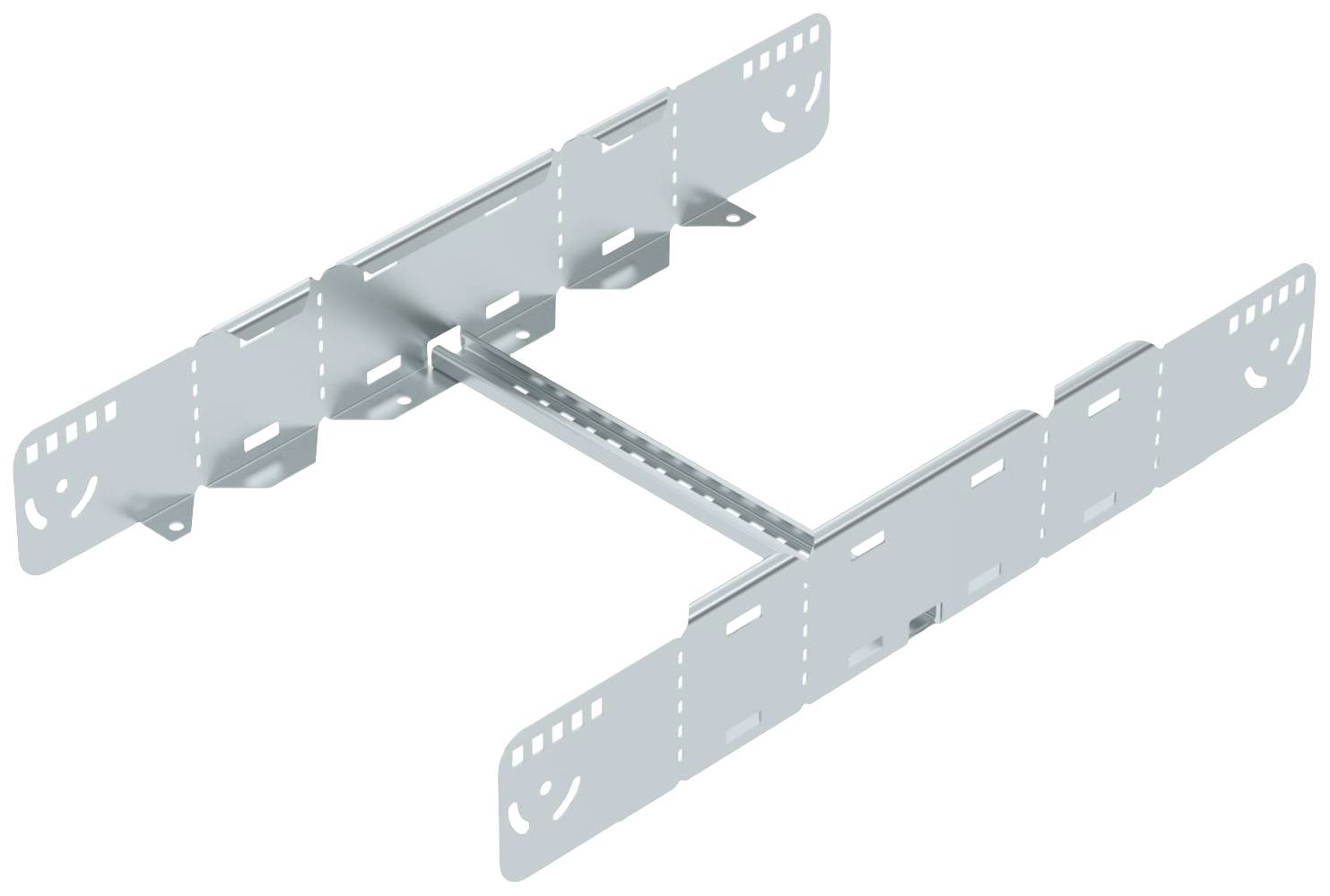 Metal mounting bracket with a flat, rectangular frame and horizontal crossbar in the centre. It is perforated for screw mounting.