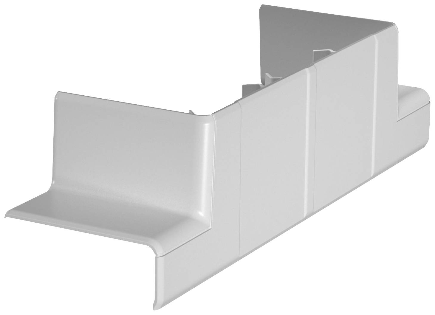 A white plastic gutter connector for joining gutter sections with a smooth surface.