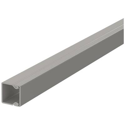 Grey, rectangular plastic trunking, open on one side. Used for neat cable management in electrical installations.